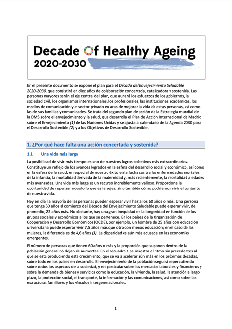 Década de Envejecimiento Saludable 2020-2030