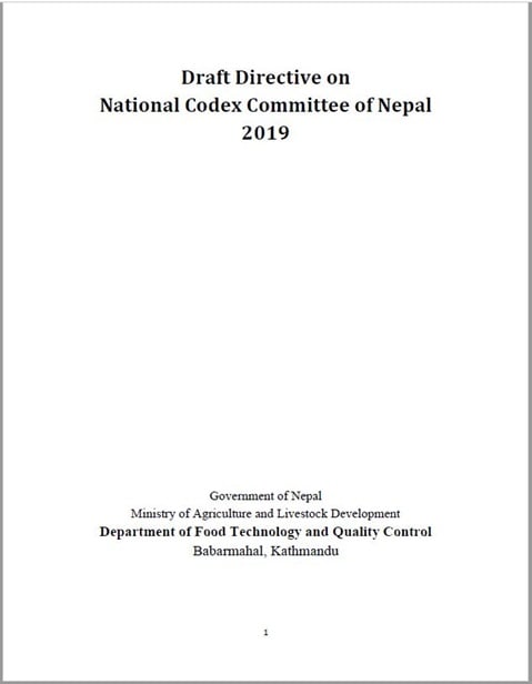 Nepal draft directive on National Codex Committee
