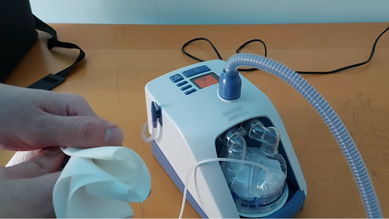 Maintenance done to a high flow nasal canula