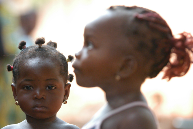 Two girls received measles vaccination in Benin