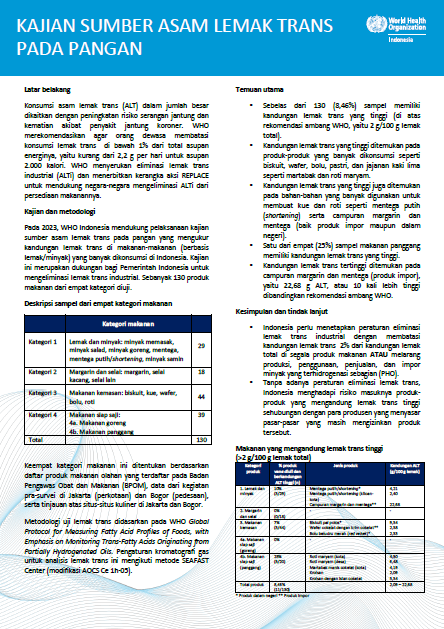 Trans fatty acid fact sheet